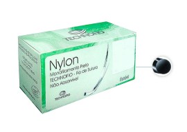 Fio De Sutura Nylon Monofilamento Preto 3-0 - Ag 3/8 - 30 Mm - 24 Unid - Technofio